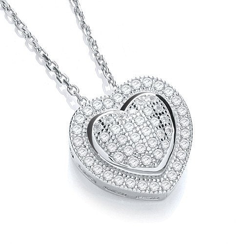 Micro Pave Heart Pendant with 18" Chain - 12mm