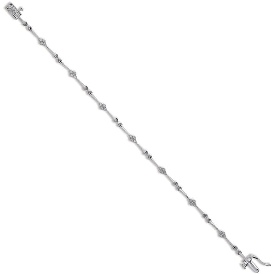 9ct White Gold 0.15ct Diamond Bracelet - 3.3mm