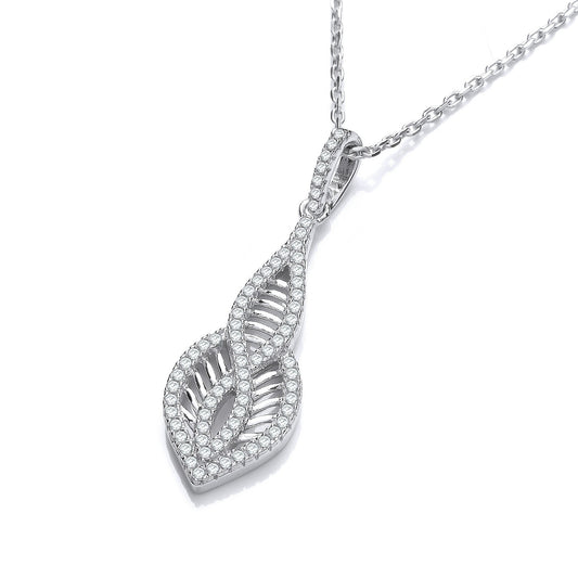 Micro Pave Cubic Zirconia Teardrop Pendant with 18" Chain