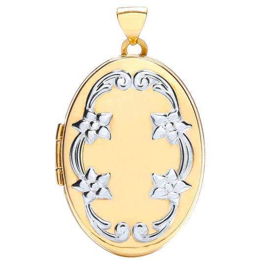 Yellow White Oval Locket with Design (HNN-999F1A)