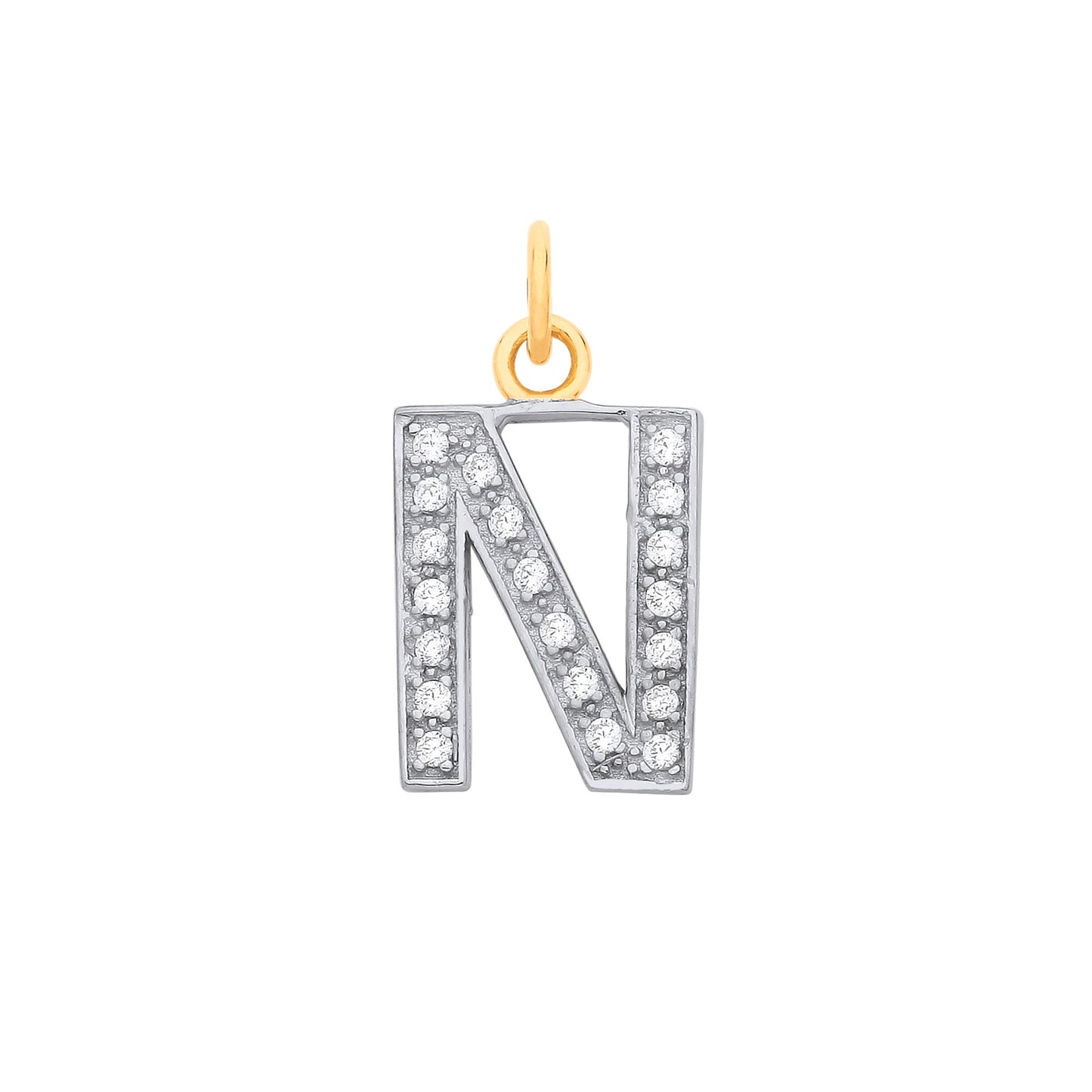 Yellow Gold Medium Cubic Zirconia Initial Pendants