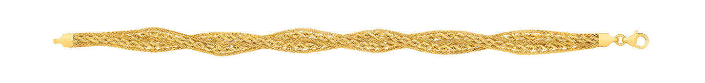Yellow Gold Graduated Rope & Mesh 18" Necklace/Ladies Bracelet