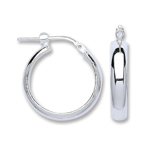 Silver D-Shaped Wedds Hoop Earrings - 4mm - 3.0g