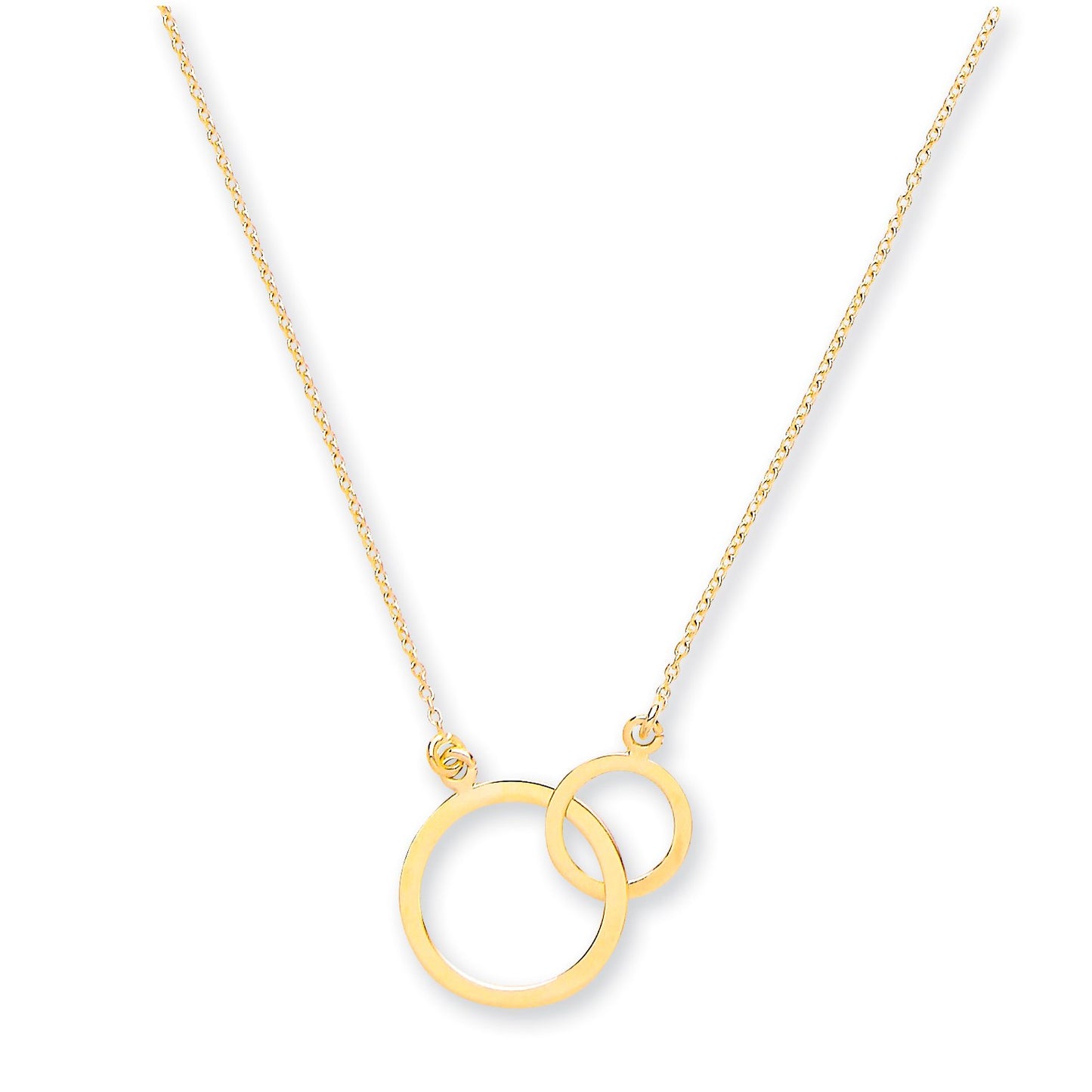 Yellow Gold Rolo Chain, Two Circles, Adjustable from 18" to 16"/17"