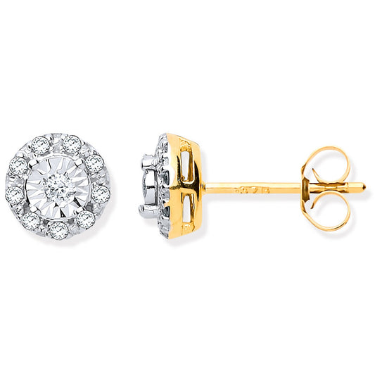 9ct Yellow Gold 0.13ct Dia Stud Earrings