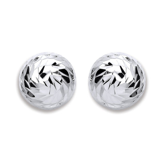 Silver 10mm Disco Half Ball Earrings