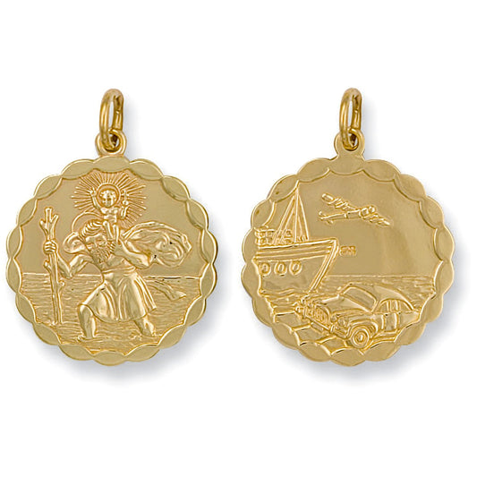 Yellow Gold Double Sided Fancy St. Christopher Pendant - 5.8g