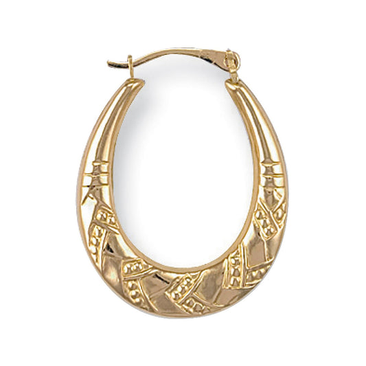 Yellow Gold Fancy Oval Creoles - 0.9g
