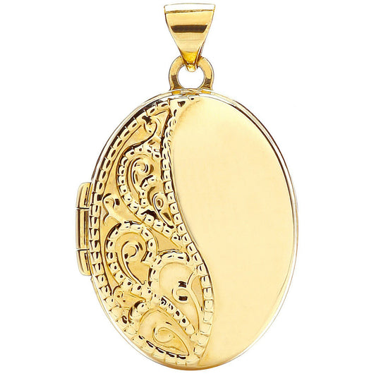 Yellow Gold Oval Shaped Locket (HNN-8176AA)