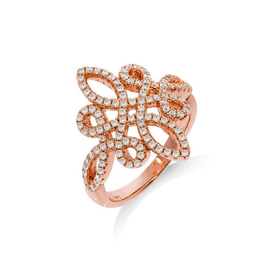 Micro Pave Rose Coated Fancy Silver Cubic Zirconia Ring (HNN-EB9BE9)