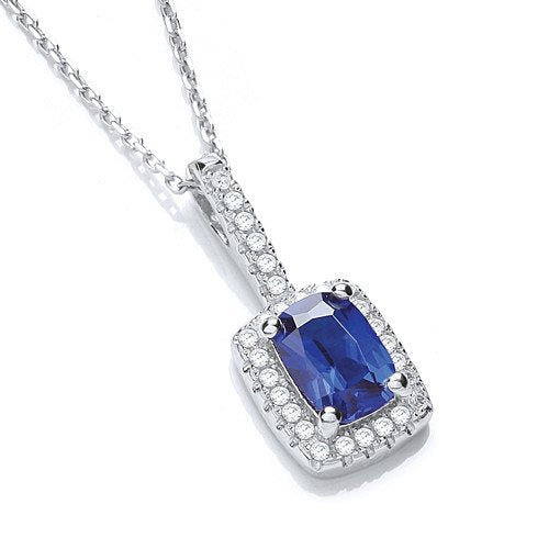 Micro Pave Fancy Pendant Blue Small Cubic Zirconia with 18" Chain