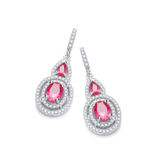 Micro Pave Red & White Cubic Zirconia Drop Earrings