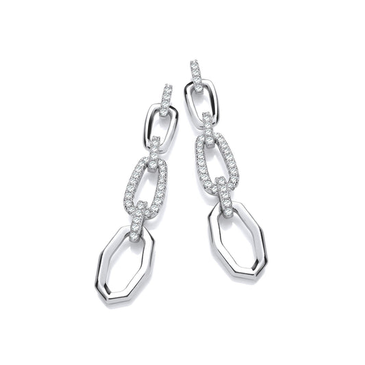 Hollow Links Cubic Zirconia Drop Earrings