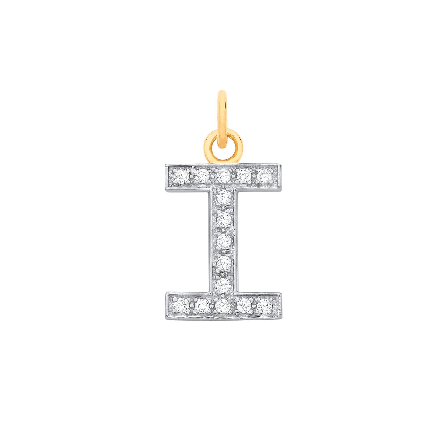 Yellow Gold Medium Cubic Zirconia Initial Pendants