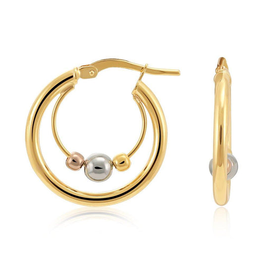 Yellow, White & Rose Gold 20mm Fancy Hoop Earrings