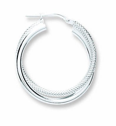 Silver Double Hoop Earrings - 25mm