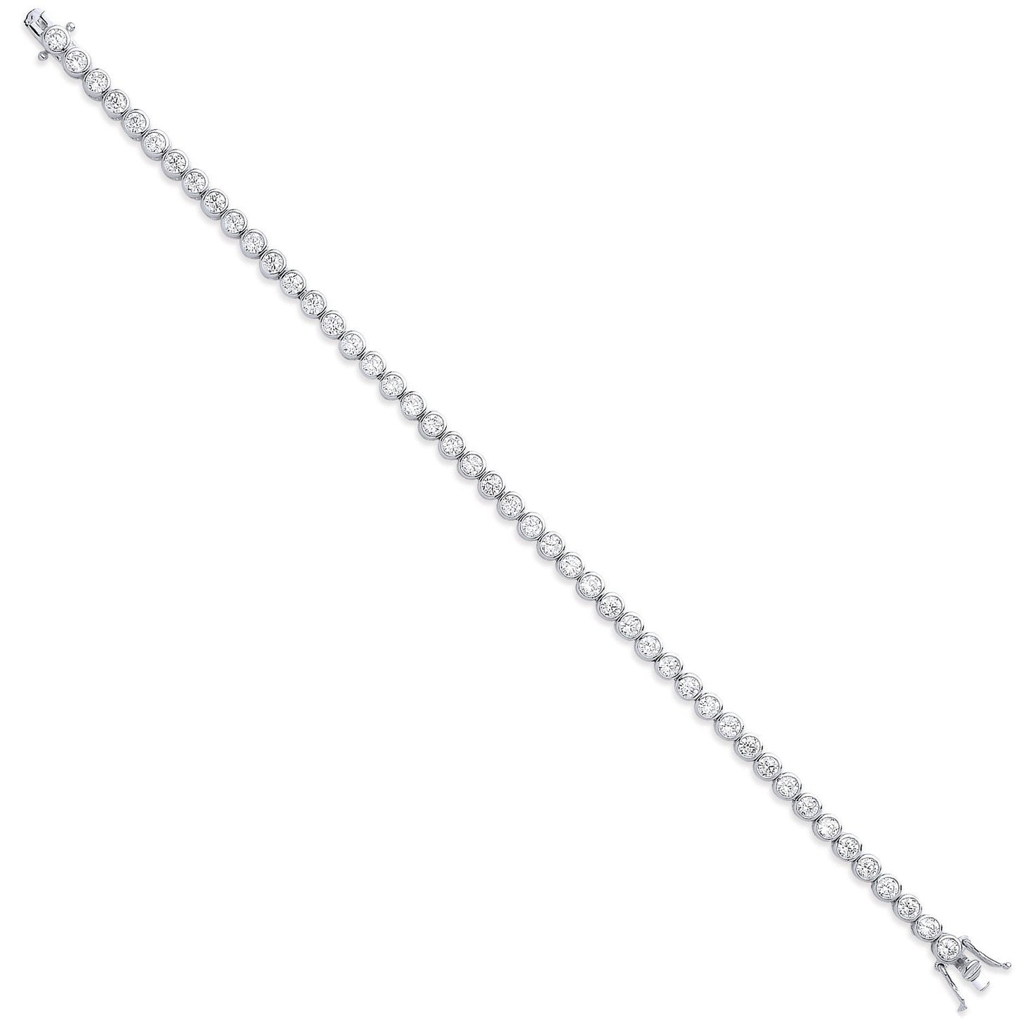 Silver 4.7mm Rubover 3.7mm Cubic Zirconia Tennis Bracelet