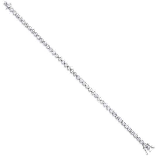 Silver 4.7mm Rubover 3.7mm Cubic Zirconia Tennis Bracelet