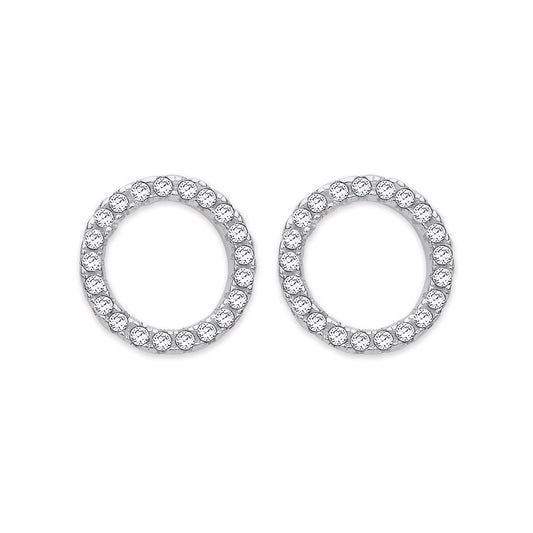 Silver Cubic Zirconia Circle of Life Stud Earrings