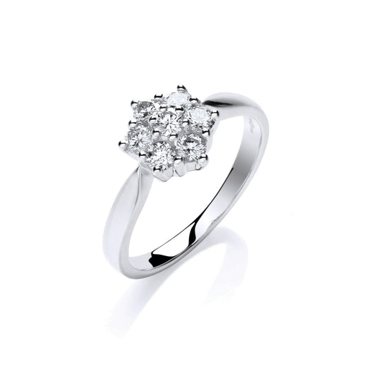 9ct White Gold 0.50ctw Diamond Flower/Cluster Ring