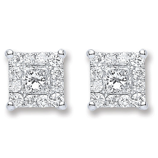 18ct White Gold 0.50ct Dia Stud Earrings - 6.6mm