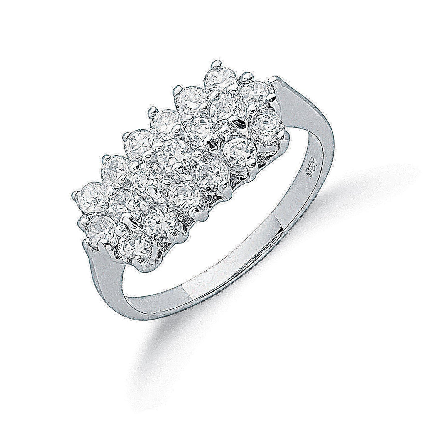 Silver Claw Set Cubic Zirconia Cluster Ring (HNN-AE937F)