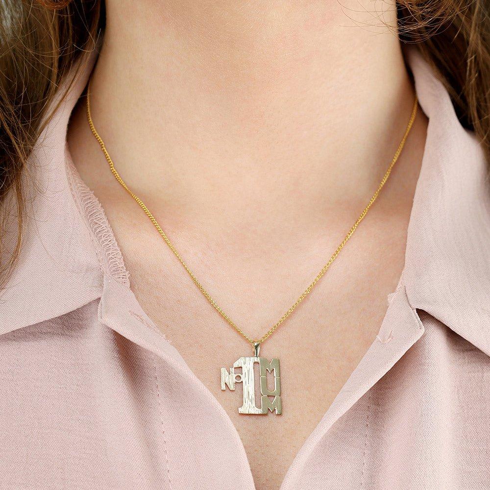 Yellow Gold No:1 Mum Pendant - 19.9mm