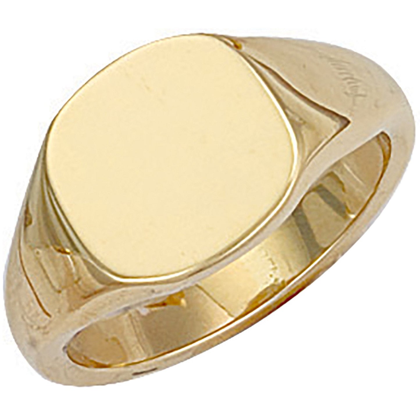 Yellow Gold Cushion Plain Signet Ring (HNN-ADE8BA)