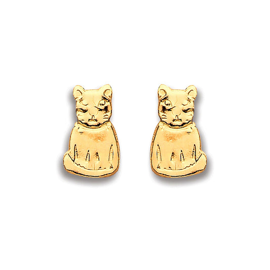 9ct Yellow Gold Cat Studs