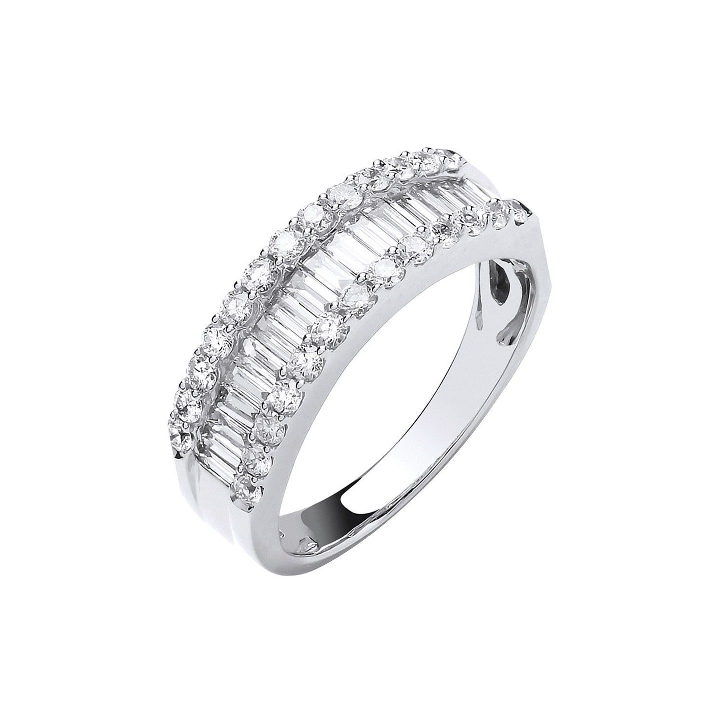 18ct White Gold 1.00ct Baguette & Brilliant Cut Diamond Eternity Ring