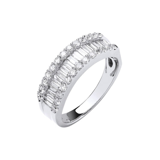 18ct White Gold 1.00ct Baguette & Brilliant Cut Diamond Eternity Ring