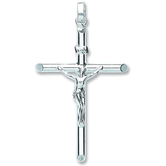 Silver Tubed Crucifix - 39mm