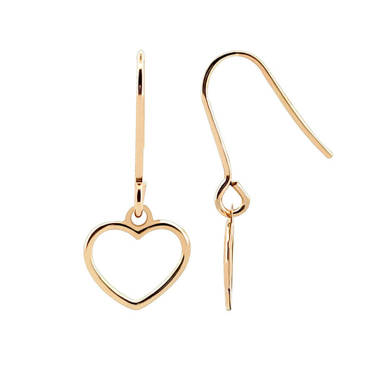9ct Yellow Gold Heart Drop Studs