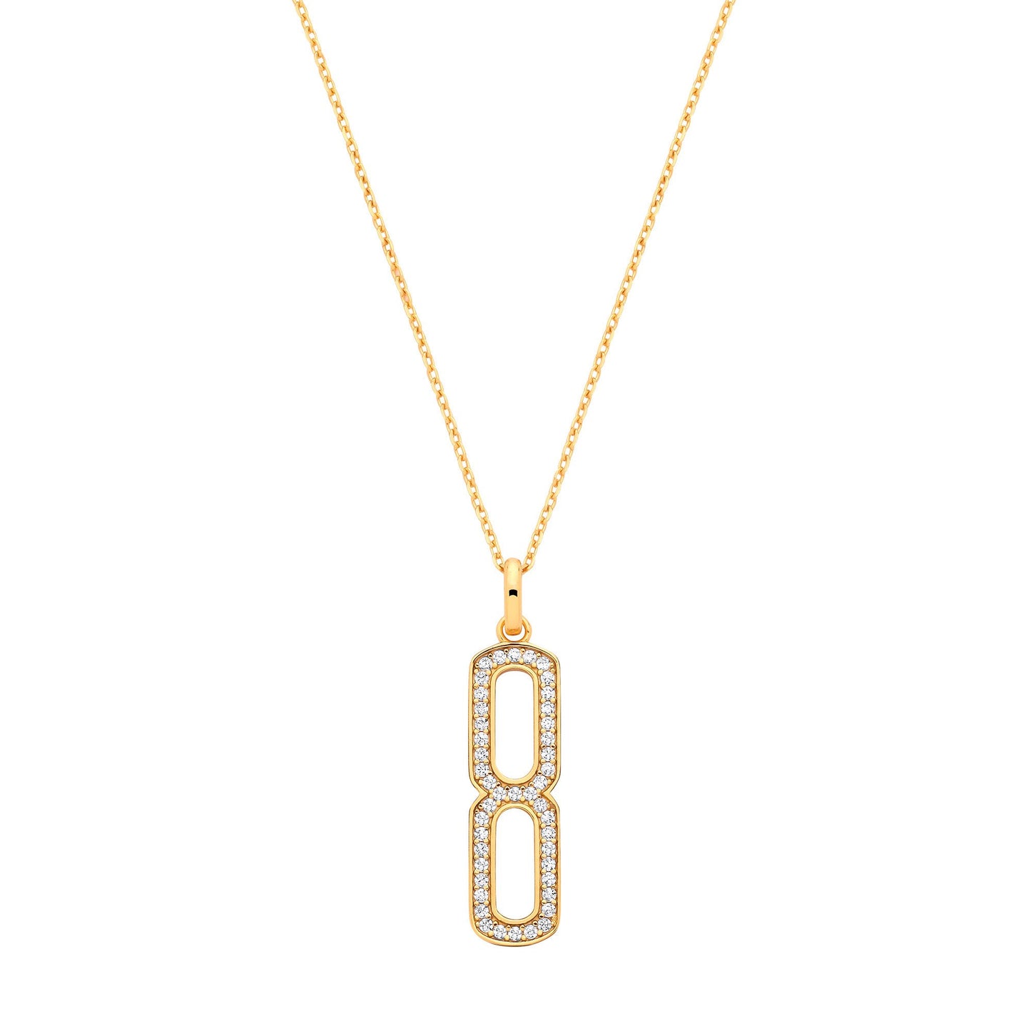 Silver 18ct Yellow Gold Plated Necklace with Cubic Zirconia Paper Clip Drop Pendant