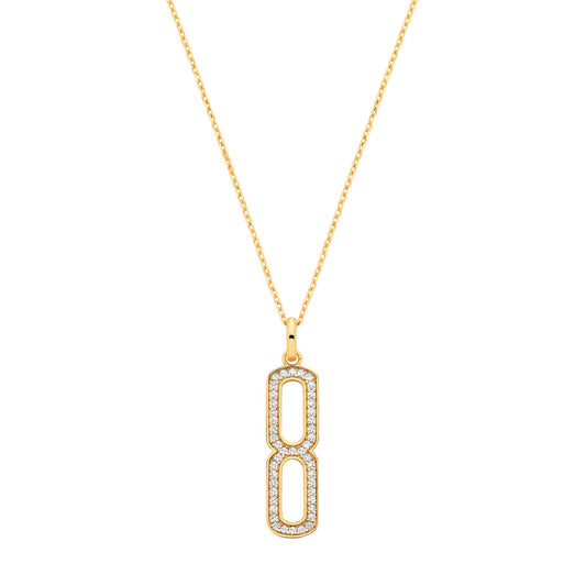 Silver 18ct Yellow Gold Plated Necklace with Cubic Zirconia Paper Clip Drop Pendant
