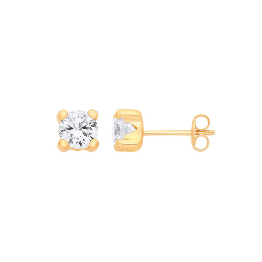 9ct Yellow Gold Round 5mm Cubic Zirconia Stud