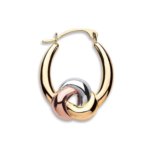 Yellow, White & Rose Gold Hollow Fancy Hoop Earrings