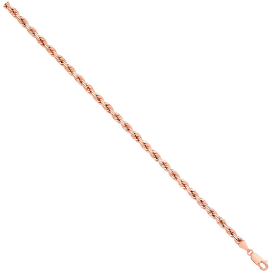 Rose Gold Solid Diamond Cut 4.2mm Rope Chain