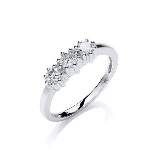 9ct White Gold 0.50ct Diamond Trilogy Ring - 4.7mm