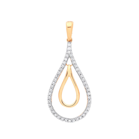 9ct Yellow Gold 0.13ct Drop Pendant