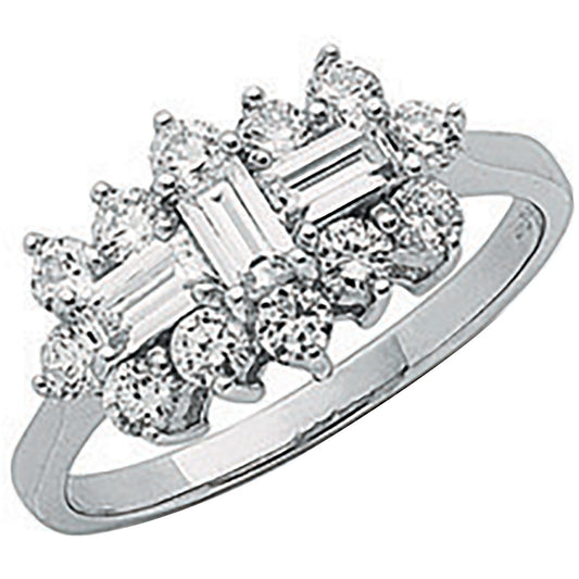 White Gold Cubic Zirconia Boat Ring (HNN-E491BD)