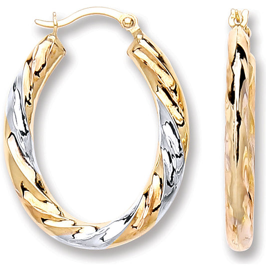 Yellow, White & Rose Gold Oval Twist Earrings