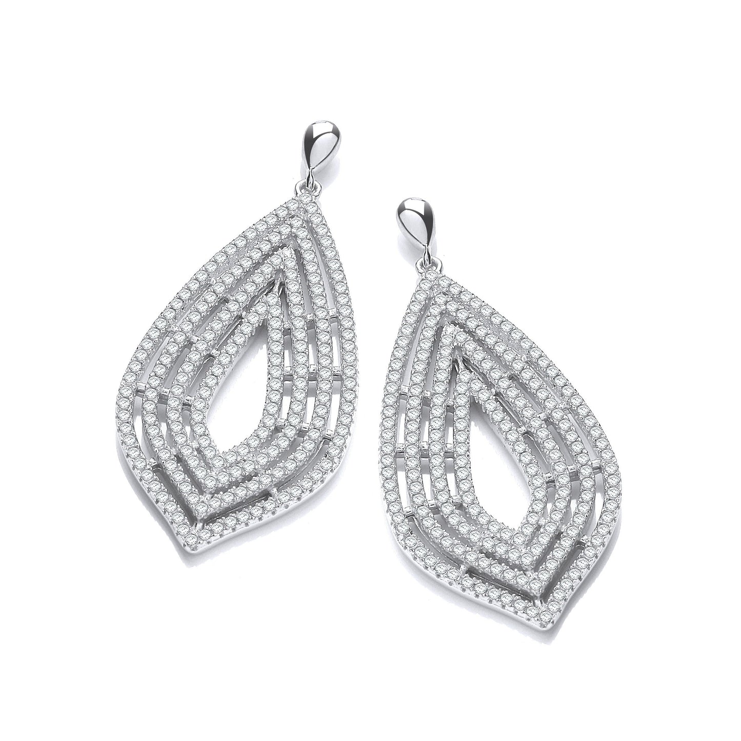 Micro Pave Cubic Zirconia Large Drop Earrings