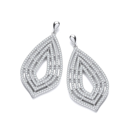 Micro Pave Cubic Zirconia Large Drop Earrings