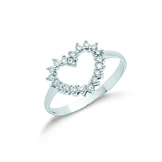 9ct White Gold 0.25ct Diamond Heart Ring