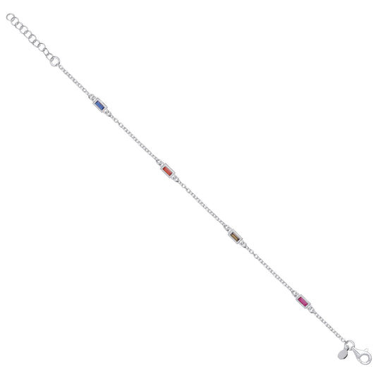 Silver Five Colour Cubic Zirconias Necklace /Bracelet