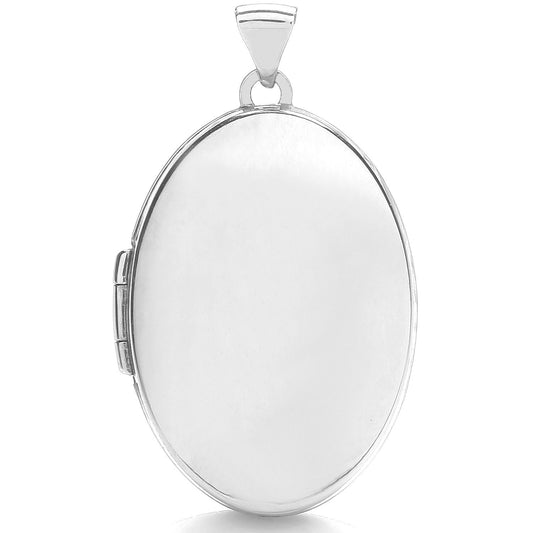 White Gold Oval Plain Locket (HNN-7FA215)