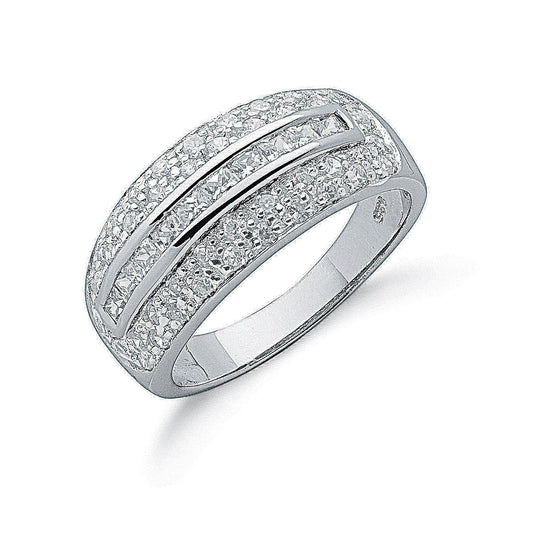 Silver Fancy Cubic Zirconia Bombay Ring