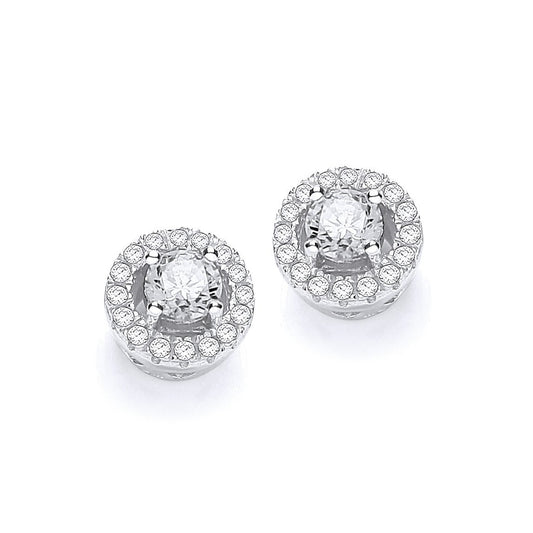Micro Pave Halo Style Cubic Zirconia Earrings