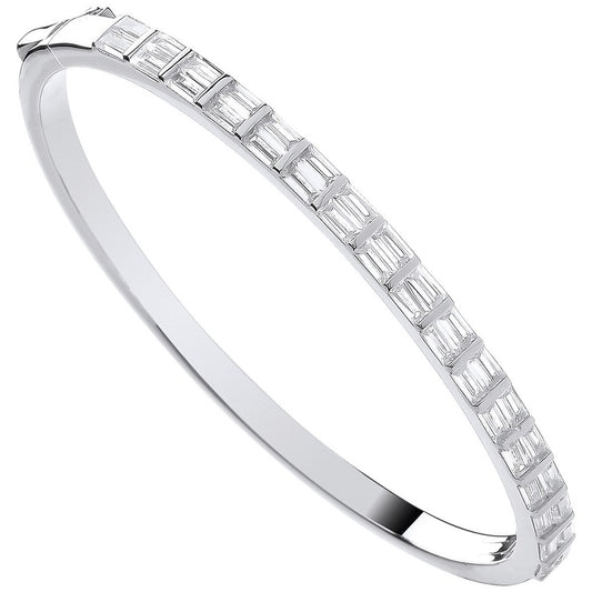 Silver Baguette Cubic Zirconias Ladies Bangle